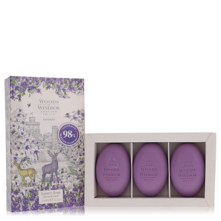 Lavender Fine English Soap By Woods of Windsor - Size: 3  x 62 ml Fine English Soap