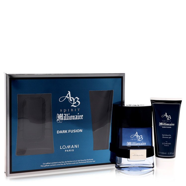 Spirit Millionaire Dark Fusion Gift Set By Lomani - Size: 3.3 oz Eau De Parfum Spray + 3.3 oz Shower Gel